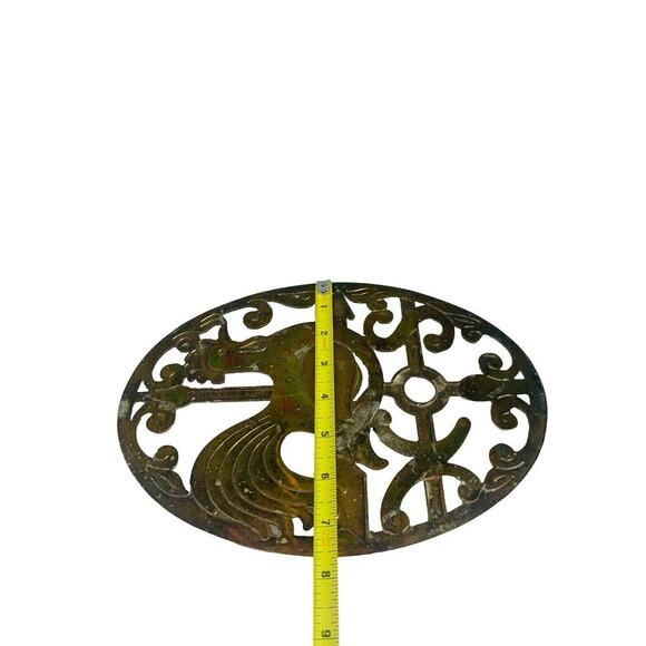 Trivet Hot Plate Rooster Silver Plate Oval Kitchen Wall Decor Made In Italy - Picture 3 of 11